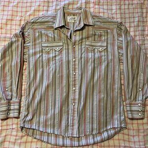 Ranchwear of California Men's Multicolor Striped Button-Down Shirt Large Vintage